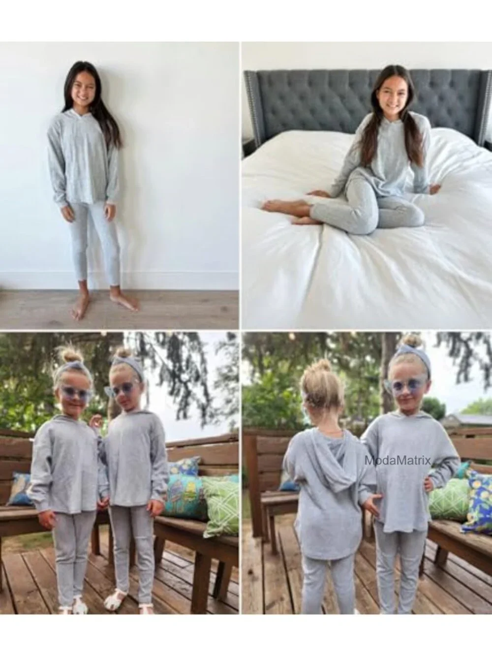 Girls 2-Piece Rib-Knit Sweatsuit Set Long Sleeve Pullover Sweatshirt & Jogger
